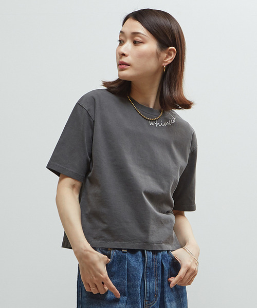 SOFFITTO(ソフィット)の「製品染コンパクトロゴ入りTシャツ(Tシャツ/カットソー・レディース・チャコールグレー/ホワイト/ミント・FREE)」の3枚目の写真