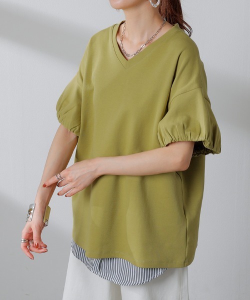 HUG.U（ハグユー）の「＜選べる3タイプ＞ 二の腕カバーTシャツ（Tシャツ/カットソー・レディース・ブラック/ライトベージュ/スカイブルー/ダークグレー/イエロー/レッド/ホワイト/ブルー系その他2/イエロー系その他2/イエロー系その他/ホワイト系その他/ブラック系その他/ベージュ系その他/レッド系その他2/ブルー系その他/グレー系その他2/ホワイト系その他2/レッド系その他/ベージュ系その他2/グレー系その他/ブラック系その他2・FREE）」の17枚目の写真