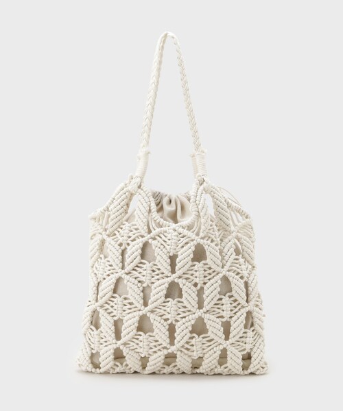 THE SHOP TK （ザ ショップ ティーケー ）の「マクラメトートバッグ（トートバッグ・レディース・ブラック/オフホワイト・00）」の3枚目の写真