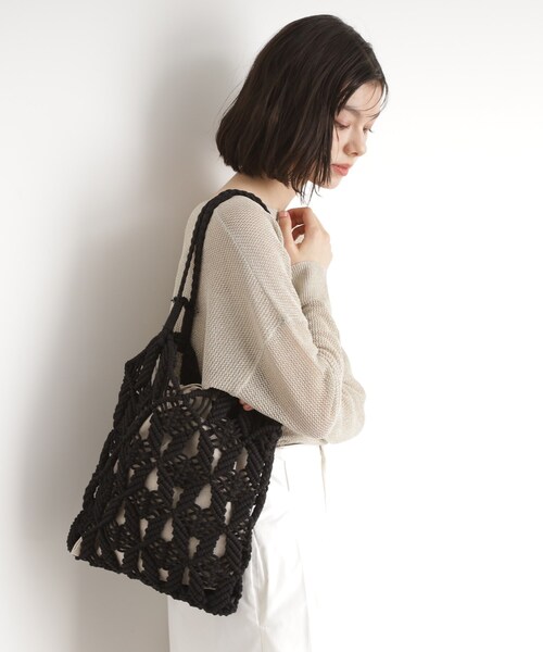 THE SHOP TK （ザ ショップ ティーケー ）の「マクラメトートバッグ（トートバッグ・レディース・ブラック/オフホワイト・00）」の9枚目の写真