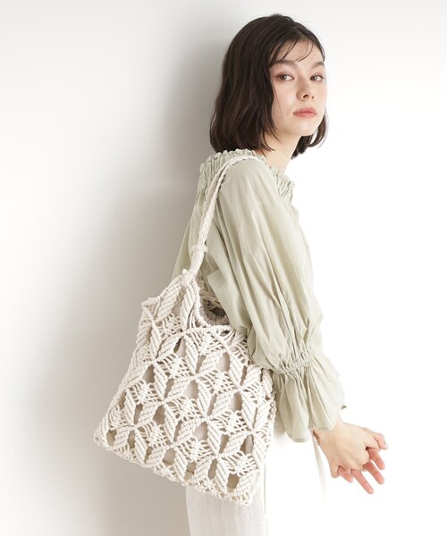 THE SHOP TK （ザ ショップ ティーケー ）の「マクラメトートバッグ（トートバッグ・レディース・ブラック/オフホワイト・00）」の7枚目の写真