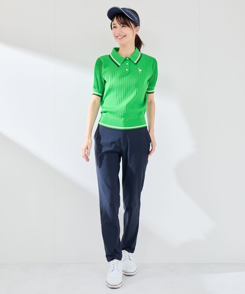 JUN&ROPE'（ジュンアンドロペ）の「編地コンビ使い５分袖ニットポロ（ポロシャツ・レディース・グリーン/ホワイト/ブラック・L/M/S）」の19枚目の写真