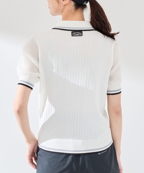 JUN&ROPE'（ジュンアンドロペ）の「編地コンビ使い５分袖ニットポロ（ポロシャツ・レディース・グリーン/ホワイト/ブラック・L/M/S）」の14枚目の写真