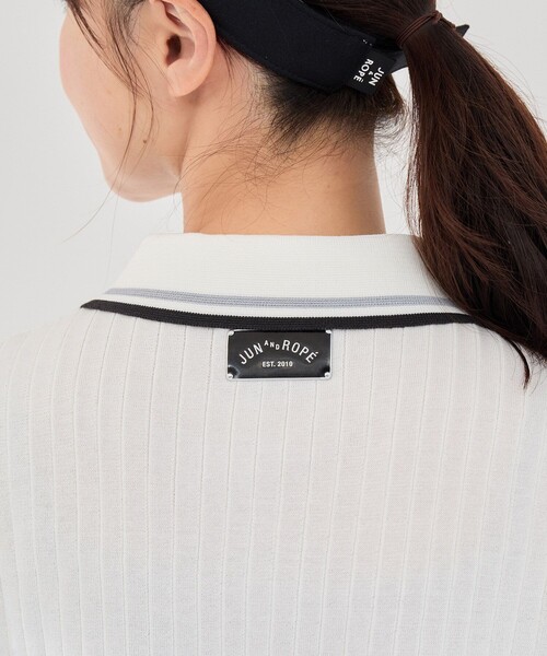 JUN&ROPE'（ジュンアンドロペ）の「編地コンビ使い５分袖ニットポロ（ポロシャツ・レディース・グリーン/ホワイト/ブラック・L/M/S）」の15枚目の写真
