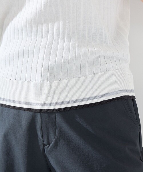 JUN&ROPE'（ジュンアンドロペ）の「編地コンビ使い５分袖ニットポロ（ポロシャツ・レディース・グリーン/ホワイト/ブラック・L/M/S）」の9枚目の写真