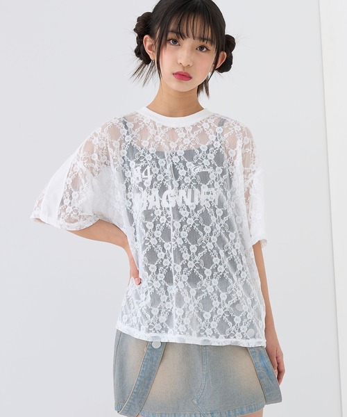 45R レースキャミソールTシャツセット セール】レースキャミソールTシャツセット（Tシャツ/カットソー