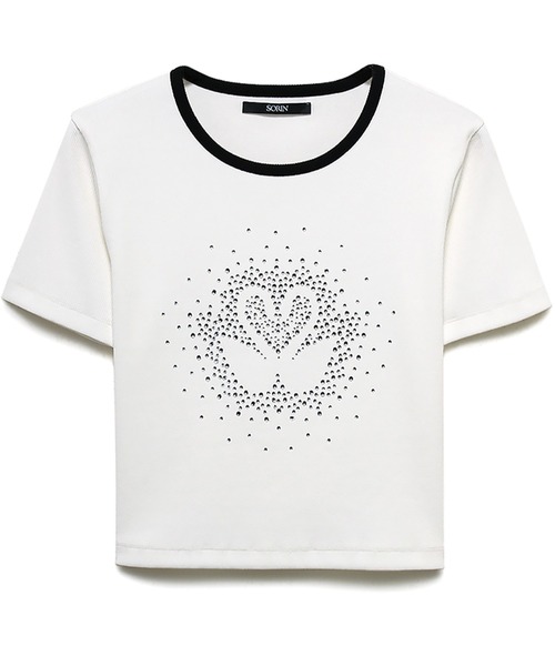 SORIN(ソリン )の「Rhinestone Mini T-Shirt(Tシャツ/カットソー・レディース・ホワイト/イエロー/ブラック・38)」の1枚目の写真
