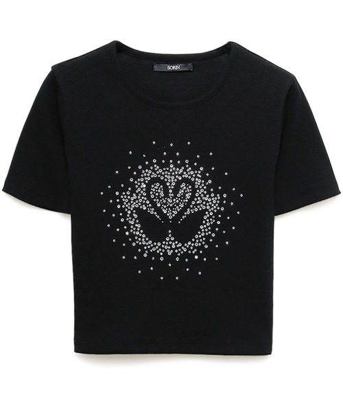 SORIN(ソリン )の「Rhinestone Mini T-Shirt(Tシャツ/カットソー・レディース・ホワイト/イエロー/ブラック・38)」の2枚目の写真