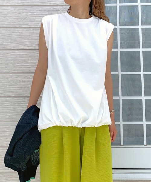 Q(キュー)の「裾バルーンフレンチプルオーバー(Tシャツ/カットソー・レディース・アイボリー/レモンイエロー・MEDIUM)」の16枚目の写真