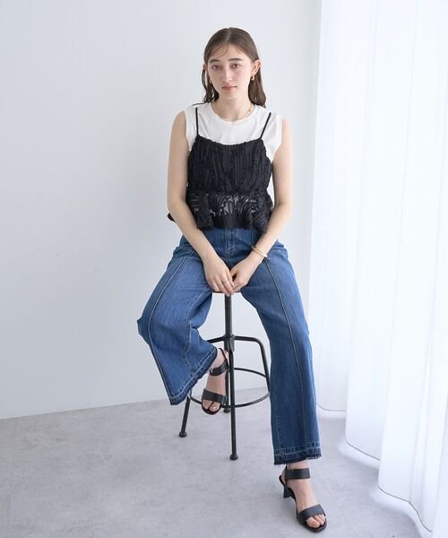 YECCA VECCA（イェッカヴェッカ）の「チュールバテンレースオーバーキャミ（キャミソール・レディース・アイボリー/ブラック・FREE）」の13枚目の写真