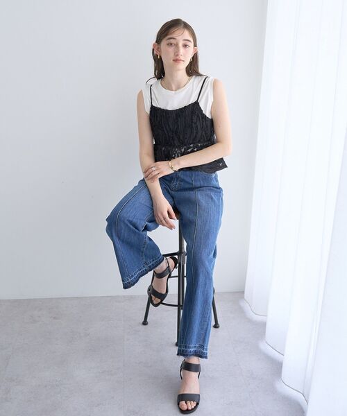 YECCA VECCA（イェッカヴェッカ）の「チュールバテンレースオーバーキャミ（キャミソール・レディース・アイボリー/ブラック・FREE）」の14枚目の写真