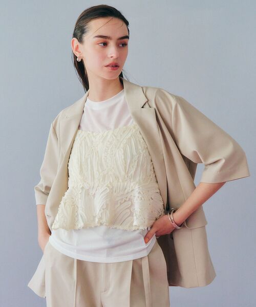 YECCA VECCA（イェッカヴェッカ）の「チュールバテンレースオーバーキャミ（キャミソール・レディース・アイボリー/ブラック・FREE）」の15枚目の写真