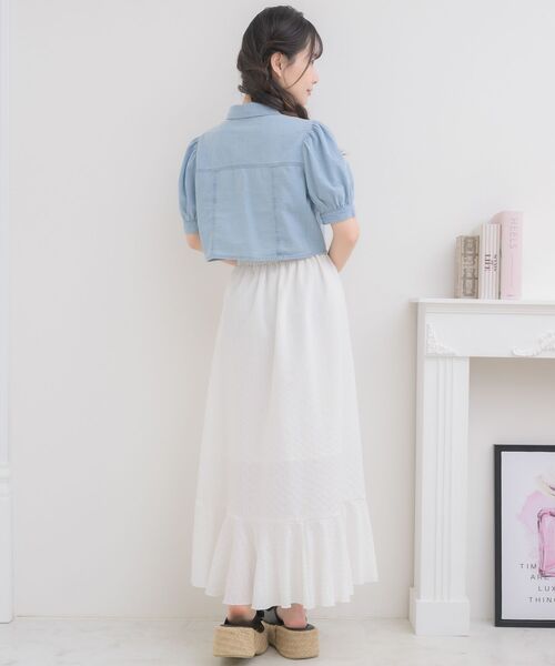 ems excite(エムズエキサイト)の「デニムリボンショートSH(シャツ/ブラウス・レディース・ライトブルー/ブラック/ホワイト系その他・FREE)」の11枚目の写真