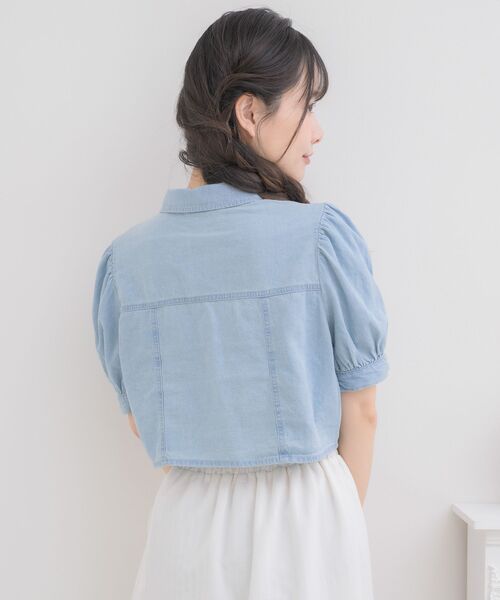 ems excite(エムズエキサイト)の「デニムリボンショートSH(シャツ/ブラウス・レディース・ライトブルー/ブラック/ホワイト系その他・FREE)」の15枚目の写真