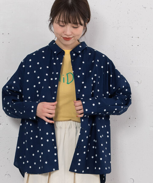 ランダムドットプリントバックタックシャツ セール】ランダムドットプリントバックタックシャツ（シャツ