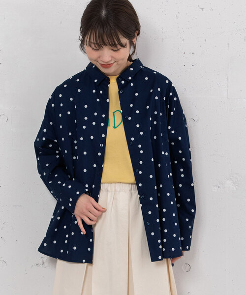 ブラウス シャツ ランダムドットプリントバックタックシャツ レディース セール】ランダムドットプリントバックタックシャツ（シャツ