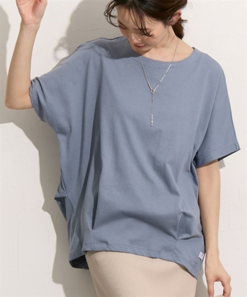 nissen(ニッセン)の「【接触冷感】綿100%USAコットン裾タックプルオーバー(Tシャツ/カットソー・レディース・チャコール/オフホワイト/グレイッシュベージュ/サックスブルー・M/L)」の16枚目の写真