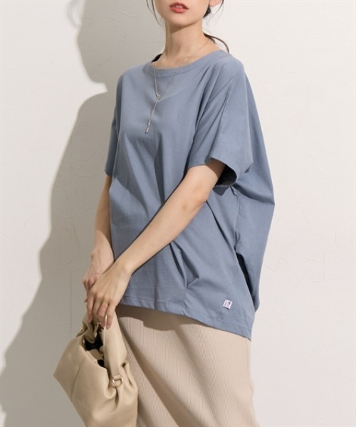 nissen(ニッセン)の「【接触冷感】綿100%USAコットン裾タックプルオーバー(Tシャツ/カットソー・レディース・チャコール/オフホワイト/グレイッシュベージュ/サックスブルー・M/L)」の18枚目の写真