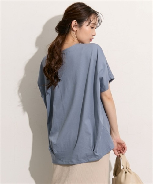 nissen(ニッセン)の「【接触冷感】綿100%USAコットン裾タックプルオーバー(Tシャツ/カットソー・レディース・チャコール/オフホワイト/グレイッシュベージュ/サックスブルー・M/L)」の19枚目の写真