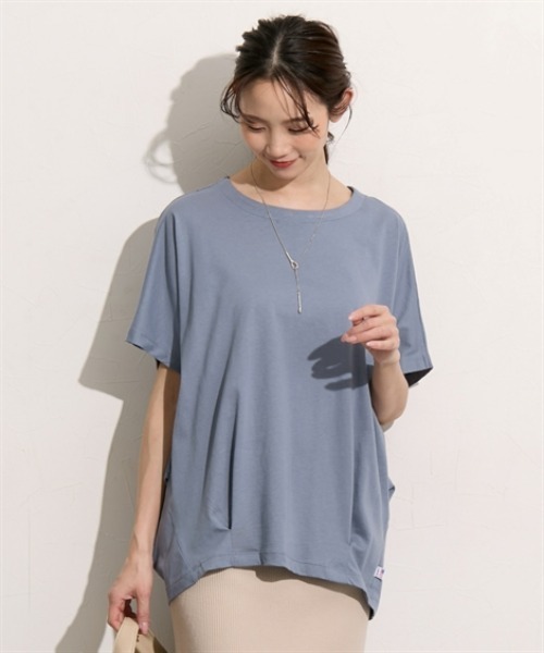 nissen(ニッセン)の「【接触冷感】綿100%USAコットン裾タックプルオーバー(Tシャツ/カットソー・レディース・チャコール/オフホワイト/グレイッシュベージュ/サックスブルー・M/L)」の20枚目の写真