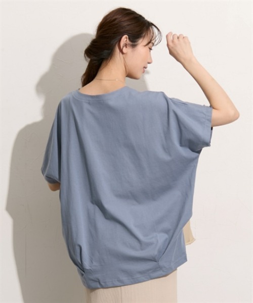nissen(ニッセン)の「【接触冷感】綿100%USAコットン裾タックプルオーバー(Tシャツ/カットソー・レディース・チャコール/オフホワイト/グレイッシュベージュ/サックスブルー・M/L)」の22枚目の写真