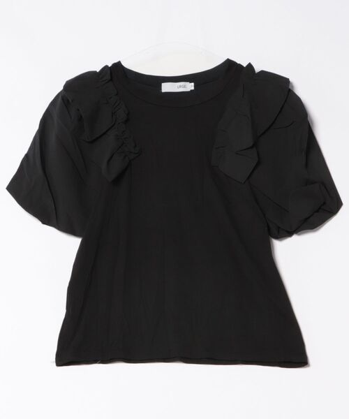 urge:(アージコロン )の「【URGE:】ショルダー フリル 異素材 半袖 カットソー(Tシャツ/カットソー・レディース・ホワイト/ブラック・SMALL/MEDIUM/LARGE/X-LARGE)」の9枚目の写真