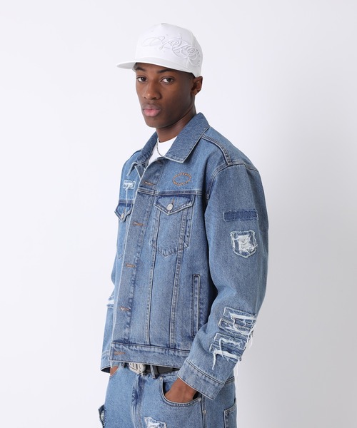 大人も着やすいシンプルファッション OVERSIZED PATCHED JACKET（デニムジャケット）｜AFB DENIM パンツ