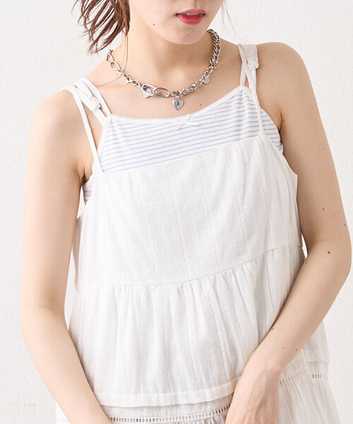dryrose ホワイト キャミソール レースレディース Lace Ladies カップ付きキャミソール ブラ