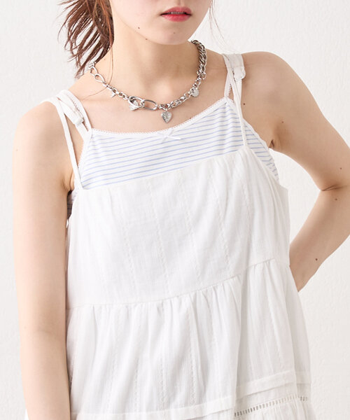 w closet(ダブルクローゼット)の「ボーダーレースキャミ(キャミソール・レディース・ブルー/ブラック/ピンク・FREE)」の17枚目の写真