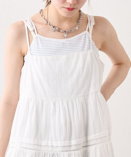 w closet(ダブルクローゼット)の「ボーダーレースキャミ(キャミソール・レディース・ブルー/ブラック/ピンク・FREE)」の18枚目の写真