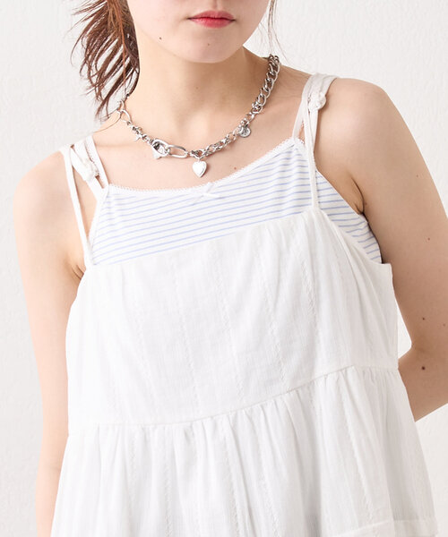 w closet(ダブルクローゼット)の「ボーダーレースキャミ(キャミソール・レディース・ブルー/ブラック/ピンク・FREE)」の19枚目の写真
