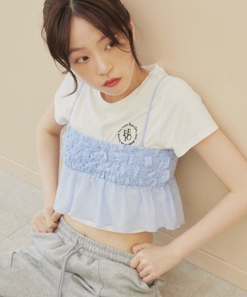 archives(アルシーヴ)の「チョーカー付刺繍チビTee(Tシャツ/カットソー・レディース・ピンク/ブラック/オフホワイト・MEDIUM)」の1枚目の写真