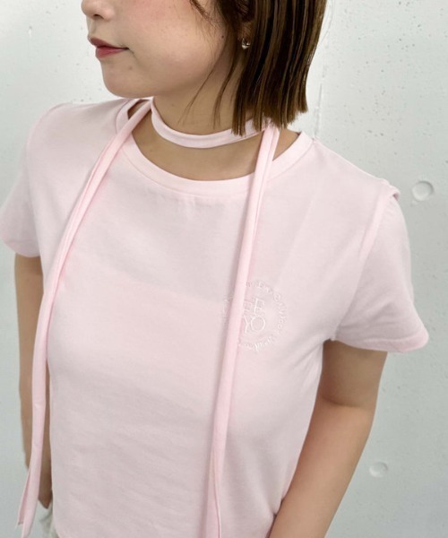 archives(アルシーヴ)の「チョーカー付刺繍チビTee(Tシャツ/カットソー・レディース・ピンク/ブラック/オフホワイト・MEDIUM)」の13枚目の写真