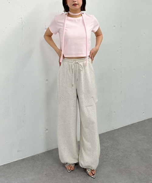 archives(アルシーヴ)の「チョーカー付刺繍チビTee(Tシャツ/カットソー・レディース・ピンク/ブラック/オフホワイト・MEDIUM)」の12枚目の写真