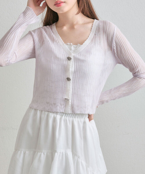 OLIVE des OLIVE(オリーブデオリーブ)の「【shell Collection】shellカーデ(カーディガン/ボレロ・レディース・オフホワイト/サックスブルー/ラベンダー・FREE)」の18枚目の写真