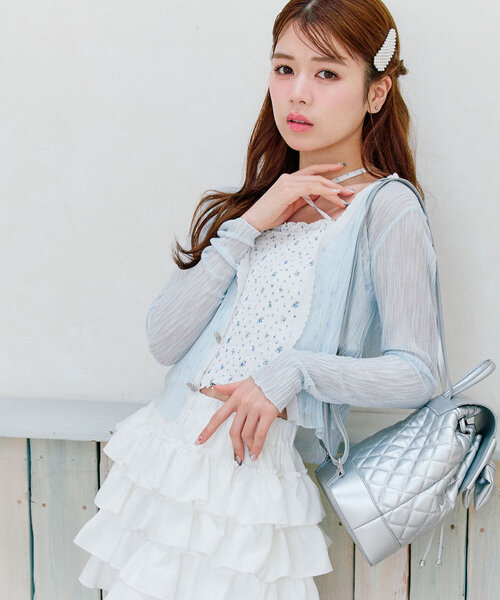 OLIVE des OLIVE(オリーブデオリーブ)の「【shell Collection】shellカーデ(カーディガン/ボレロ・レディース・オフホワイト/サックスブルー/ラベンダー・FREE)」の4枚目の写真