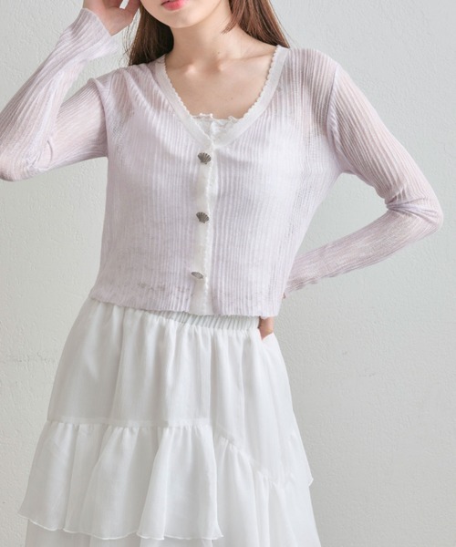 OLIVE des OLIVE(オリーブデオリーブ)の「【shell Collection】shellカーデ(カーディガン/ボレロ・レディース・オフホワイト/サックスブルー/ラベンダー・FREE)」の12枚目の写真