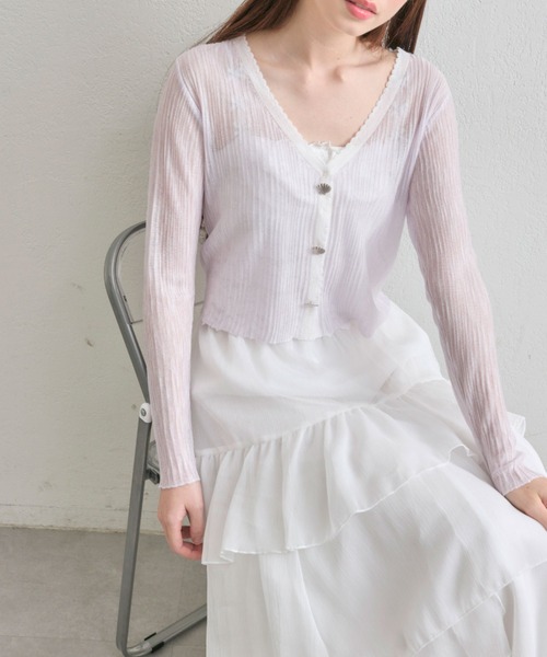 OLIVE des OLIVE(オリーブデオリーブ)の「【shell Collection】shellカーデ(カーディガン/ボレロ・レディース・オフホワイト/サックスブルー/ラベンダー・FREE)」の10枚目の写真