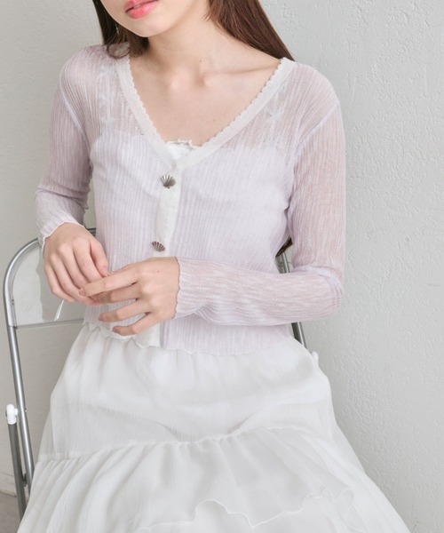 OLIVE des OLIVE(オリーブデオリーブ)の「【shell Collection】shellカーデ(カーディガン/ボレロ・レディース・オフホワイト/サックスブルー/ラベンダー・FREE)」の9枚目の写真
