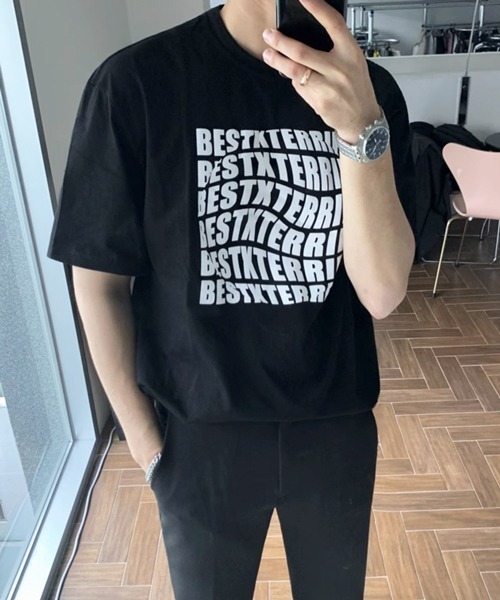 NOWLE(ノウル)の「【NOWLE】ウェーブロゴ クルーネック 半袖 Tシャツ(Tシャツ/カットソー・メンズ・ブラック/レッド・MEDIUM/LARGE/X-LARGE)」の2枚目の写真