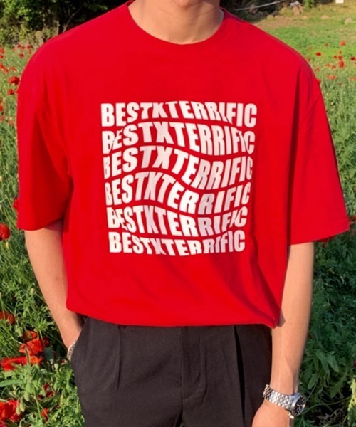 NOWLE(ノウル)の「【NOWLE】ウェーブロゴ クルーネック 半袖 Tシャツ(Tシャツ/カットソー・メンズ・ブラック/レッド・MEDIUM/LARGE/X-LARGE)」の4枚目の写真