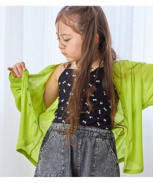 MARKEY'S(マーキーズ)の「薄手リブ長袖カーディガン(カーディガン/ボレロ・キッズ・ライトグリーン/オフホワイト/ライトグレー・90/100/110/120/80/130/95/140/150)」の3枚目の写真