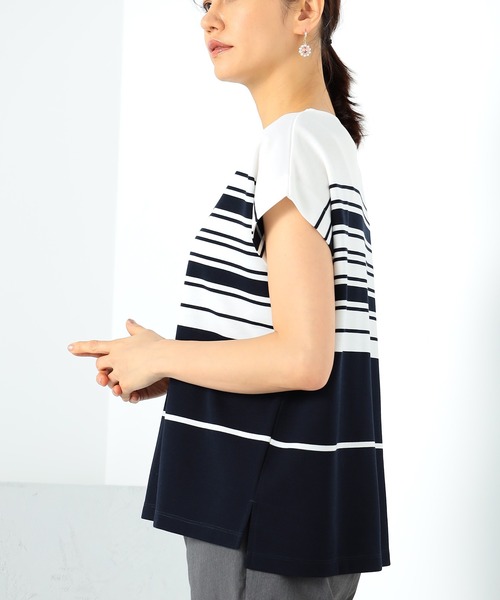 GALLORIA(ギャローリア)の「パネルボーダープルオーバー(Tシャツ/カットソー・レディース・ネイビー/ライトベージュ・LL/S/M/L)」の7枚目の写真