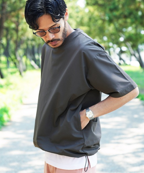 jiggys shop(ジギーズショップ)の「テックミニ裏毛 ドローコード 半袖Tシャツ アクティブウェア(Tシャツ/カットソー・メンズ・ブラック/グレー/ホワイト/カーキ・X-LARGE/LARGE/MEDIUM)」の3枚目の写真