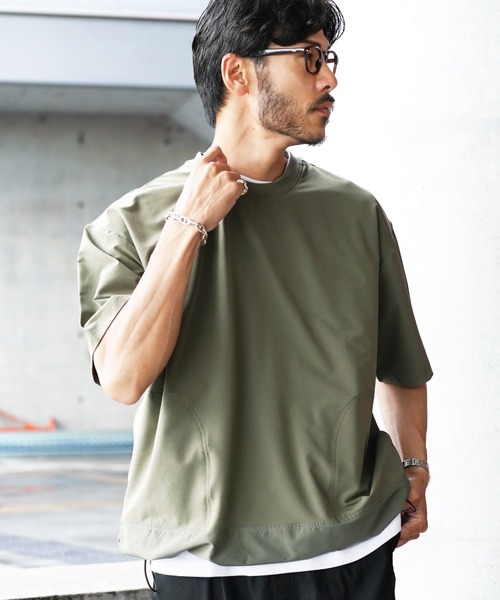 jiggys shop(ジギーズショップ)の「テックミニ裏毛 ドローコード 半袖Tシャツ アクティブウェア(Tシャツ/カットソー・メンズ・ブラック/グレー/ホワイト/カーキ・X-LARGE/LARGE/MEDIUM)」の4枚目の写真