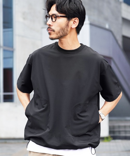jiggys shop(ジギーズショップ)の「テックミニ裏毛 ドローコード 半袖Tシャツ アクティブウェア(Tシャツ/カットソー・メンズ・ブラック/グレー/ホワイト/カーキ・X-LARGE/LARGE/MEDIUM)」の2枚目の写真