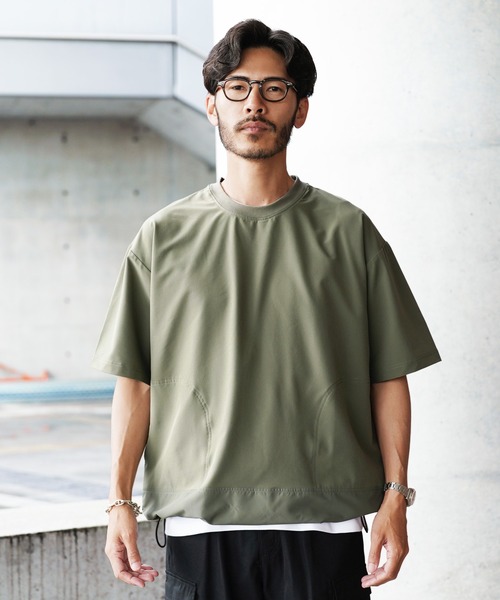 jiggys shop(ジギーズショップ)の「テックミニ裏毛 ドローコード 半袖Tシャツ アクティブウェア(Tシャツ/カットソー・メンズ・ブラック/グレー/ホワイト/カーキ・X-LARGE/LARGE/MEDIUM)」の5枚目の写真