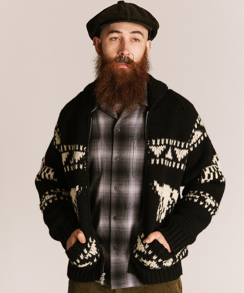 schott（ショット）の「Schott/ショット/COWICHAN KNIT/カウチンニット（ニット/セーター・メンズ・ブラック/グレー・M/XL/L）」の4枚目の写真