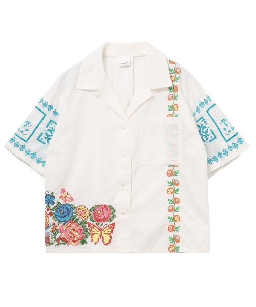 ROSE BUD（ローズバッド）の「FLOWER EMBROIDARY SHIRT（シャツ/ブラウス・レディース・ブラック/ホワイト・ONE SIZE）」の5枚目の写真