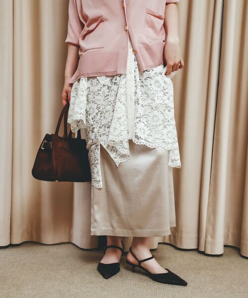 le.coeur blanc（ルクールブラン）の「《手洗い可能》シャイニーナロースカート（スカート・レディース・グレイッシュベージュ/ブラウン・38）」の10枚目の写真